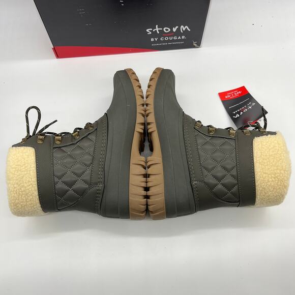 Cougar Waterproof Winter Boots Size 10Medium Green Olive Quilt Carlisle Lace Up - Picture 8 of 12